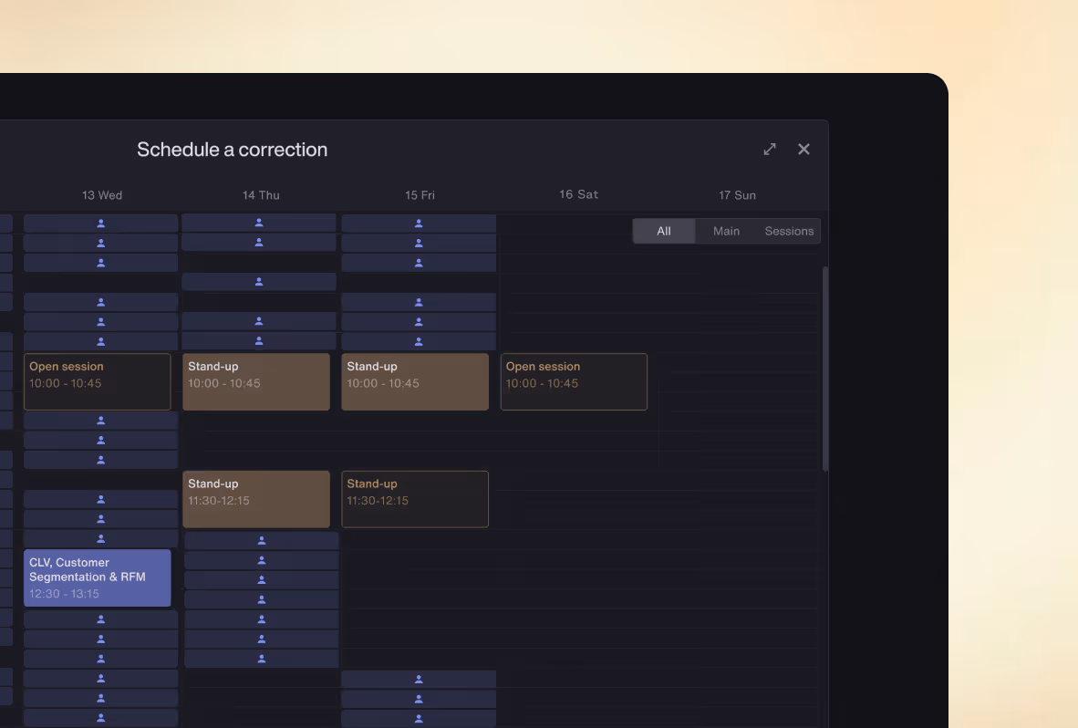 A flexible weekly schedule of learning blocks.